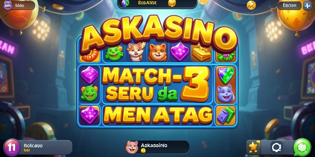 Tampilan gameplay seru dari ASKASINO dengan kombinasi warna-warni.