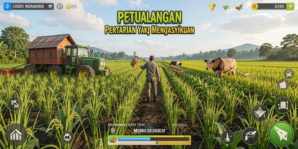 Screenshot gameplay CRS99 menampilkan keseruan bertani dan interaksi sosial.