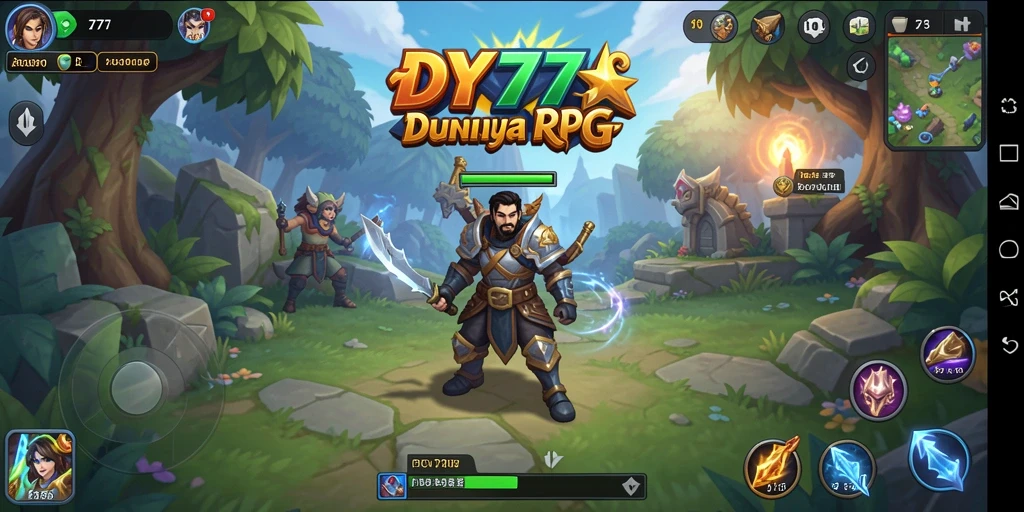 Screenshot gameplay DY777 menunjukkan karakter dalam aksi epik di dunia RPG.