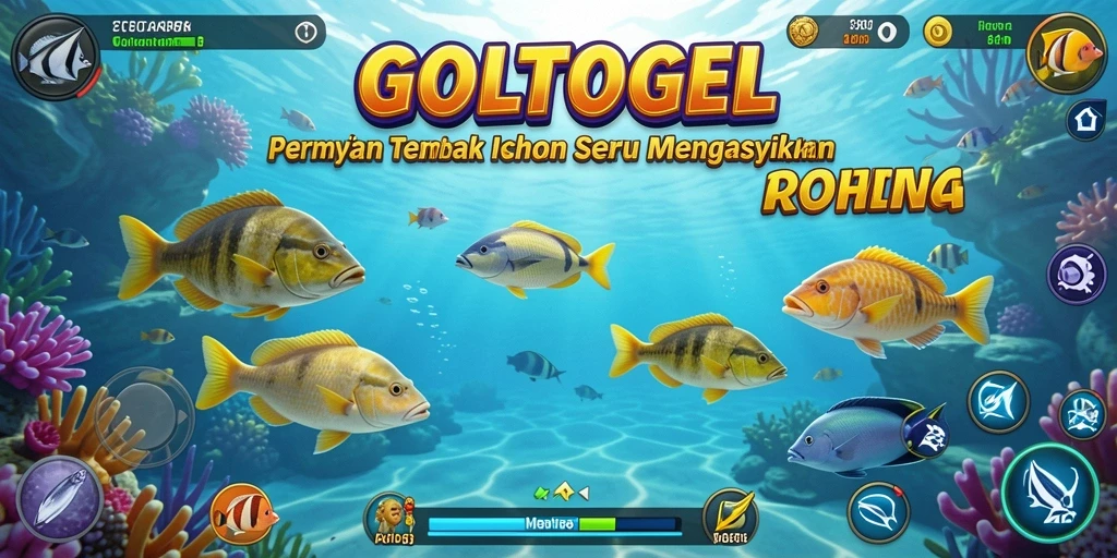 Tangkapan layar GOLTOGEL menampilkan aksi menembak ikan yang seru.