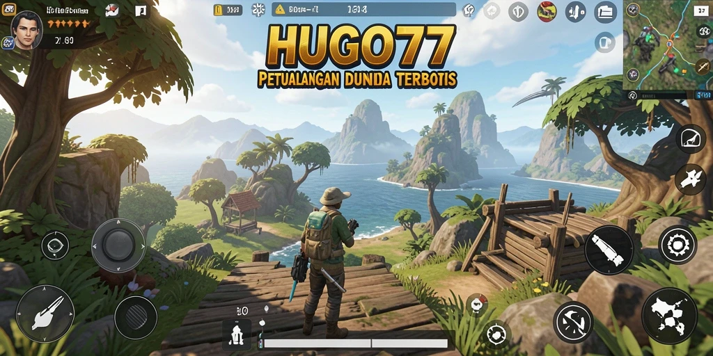 Gameplay HUGO77 dalam dunia terbuka yang luas dan menakjubkan.