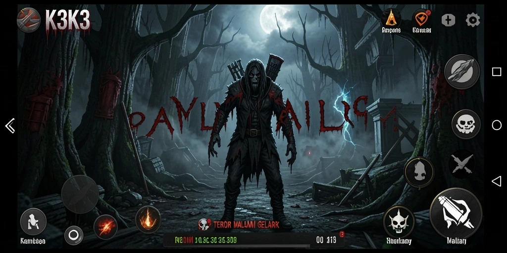 Tampilan gameplay K3K3 yang menakutkan dan menegangkan.