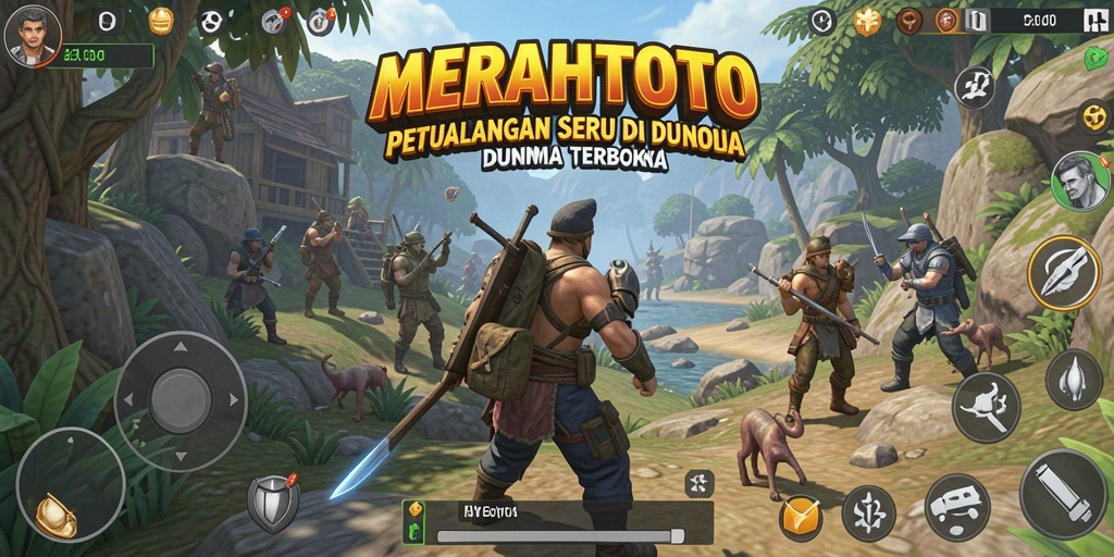 Screenshot gameplay MERAHTOTO menampilkan petualangan di dunia yang luas.