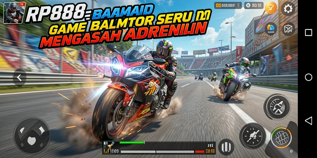 Gameplay seru RP888 dengan grafis balap motor yang menakjubkan.