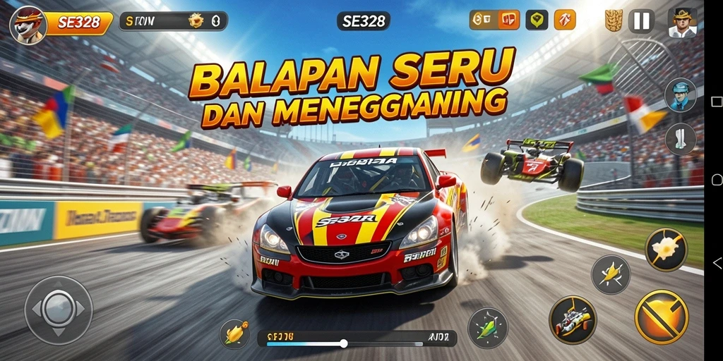 Tampilan seru dan menegangkan dari gameplay Racing.
