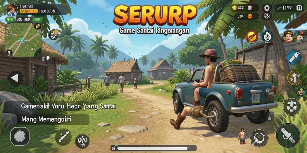Tangkapan layar gameplay SERURP yang penuh warna dan menghibur.