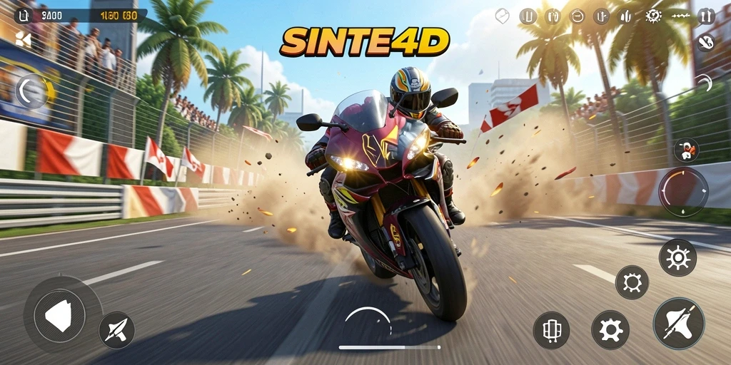 Tampilan gameplay balapan motor yang menegangkan dan realistis.