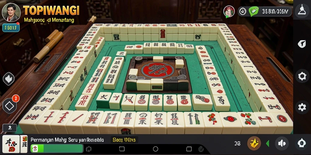 Screenshot gameplay dari TOPIWANGI yang menampilkan aksi Mahjong yang menarik.