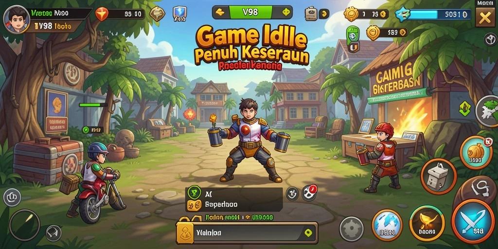 Screenshot gameplay V98 yang menampilkan pengelolaan sumber daya secara efektif.
