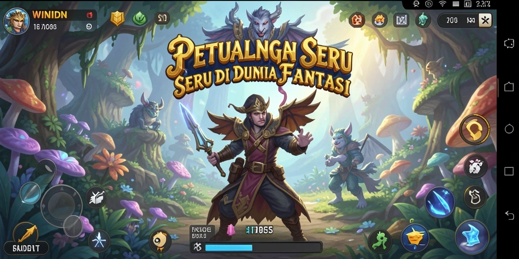 Tampilan gameplay seru dalam WINIDN saat menjelajahi dunia baru.