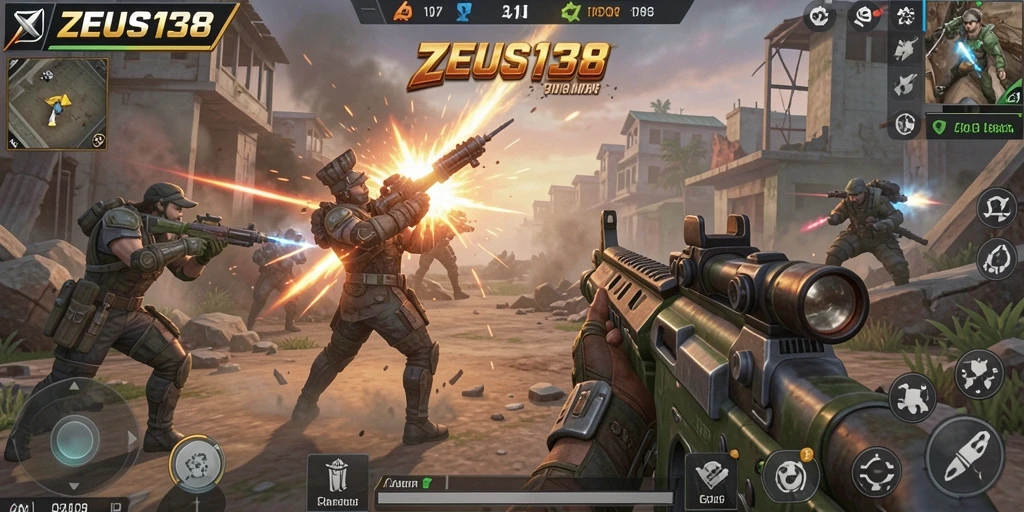 Tampilan gameplay seru dalam pertempuran TPS di ZEUS138.